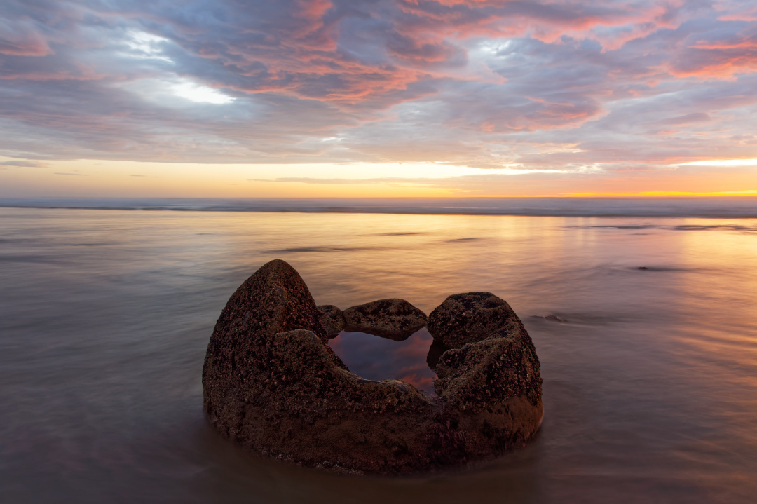 Moeraki Boulder at sunrise.